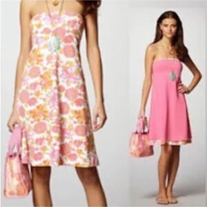 Lilly Pulitzer Strapless Pink Floral Dress